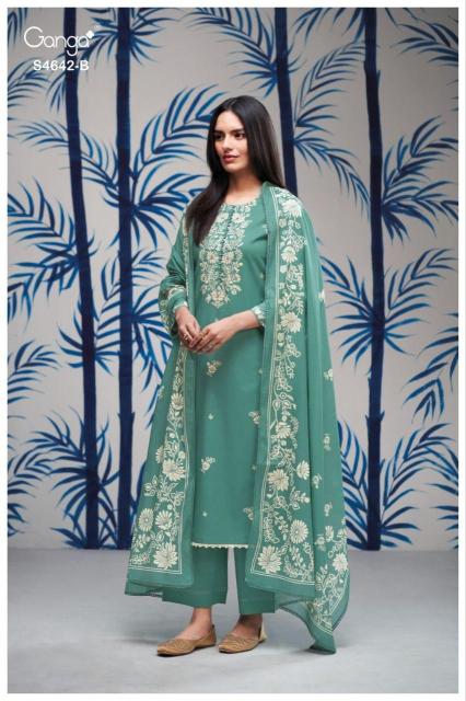 Ganga hirael 4642 dress material wholesaler in panchkuva ahmedabad
